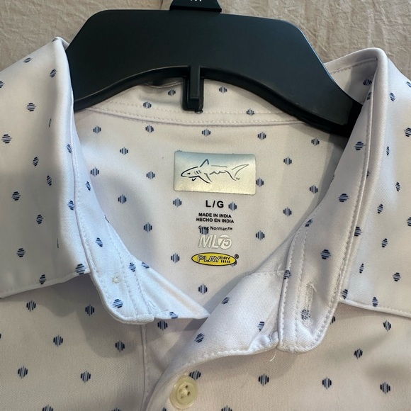 Men's White with blue designs Polo Shirt - Picture 3 of 10